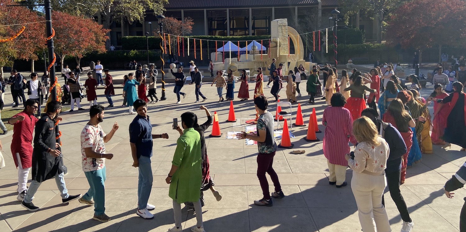 dancers in circle in Sunken Garden