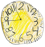image of child's   rendering of a clock