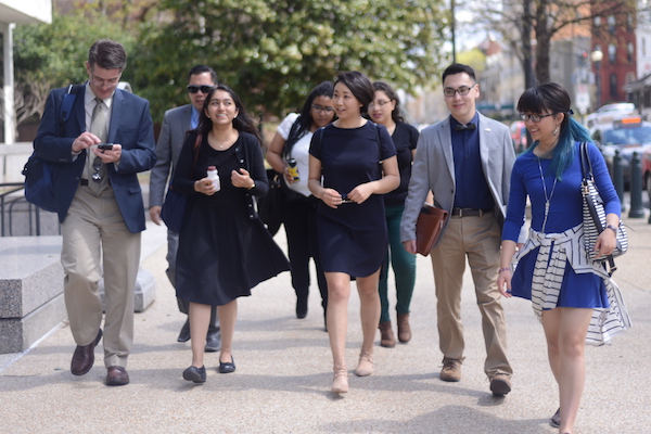 students walking in Washington, D.C.