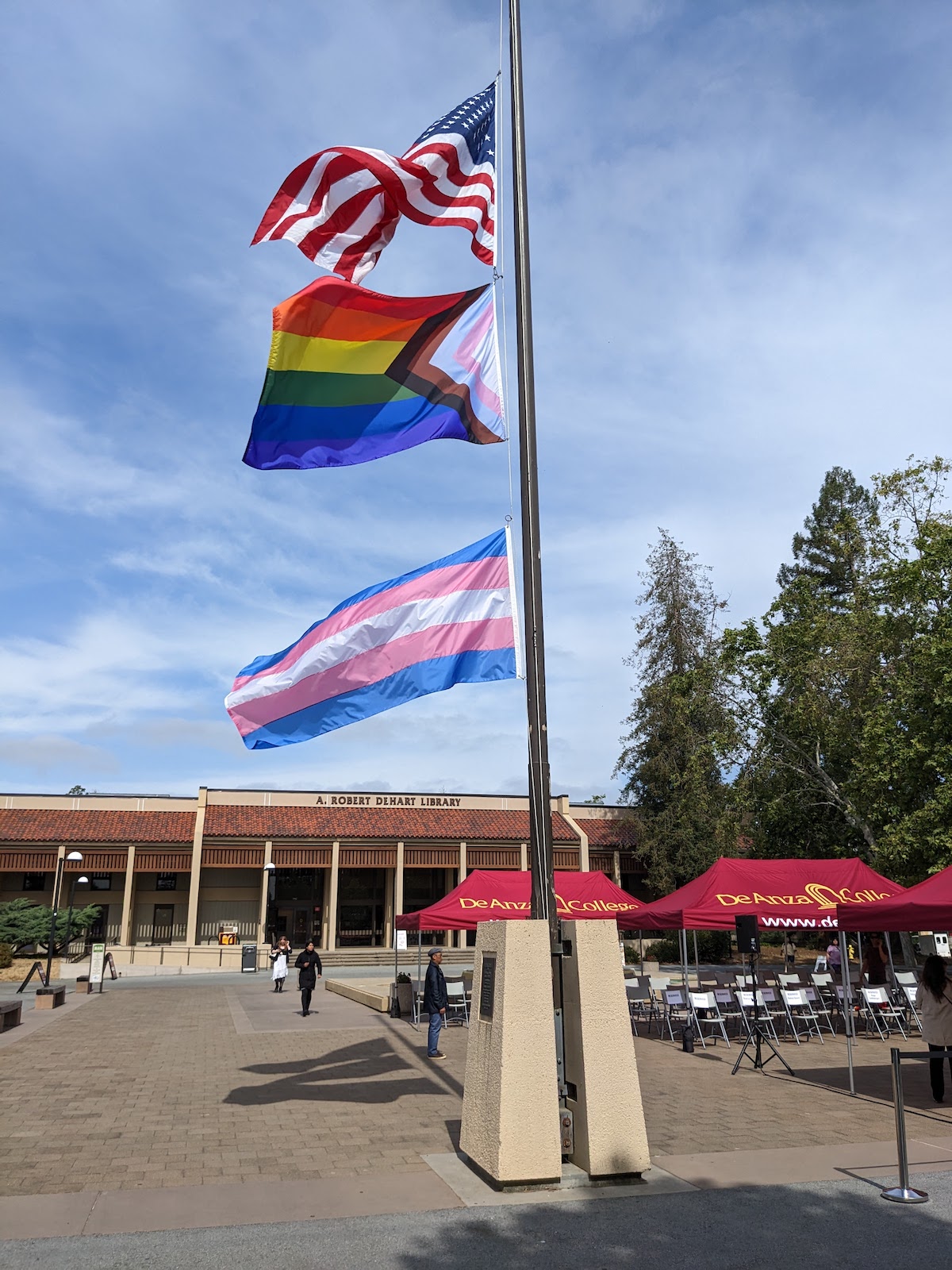 pride flags over main quad