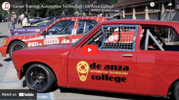 red muscle car with De Anza Auto Tech logo on door