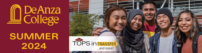 De Anza College Summer 2024 | Tops in Transfer and more! | students outside MLC building